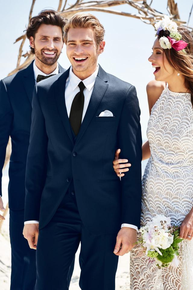 Wedding Suit Navy Michael Kors Sterling with Black Windsor Tie